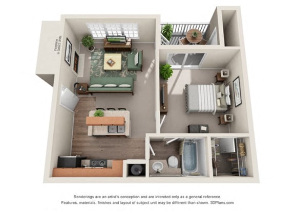 aspen 1x1 3d floor plan