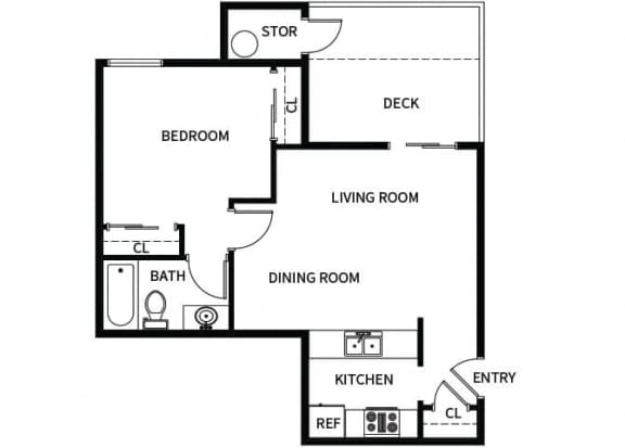 Floor Plan  A1 floor plan at Hilltop Commons Apartments in San Pablo, CA