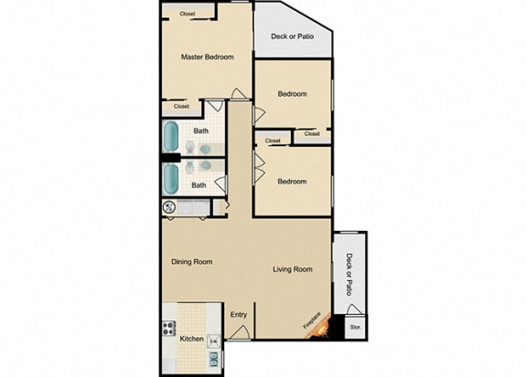 Grand Three bedroom Two bathroom