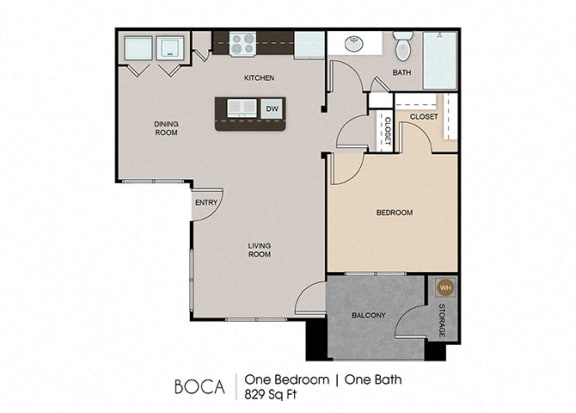 One Bedroom Floor Plan at SkyStone Apartments, New Mexico, 87114