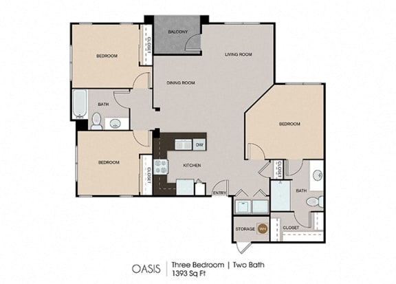 Oasis Floor Plan at SkyStone Apartments, Albuquerque, 87114