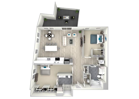 Two Bed Two Bath with Patio 1157 Floor Plan at Nightingale, Rhode Island