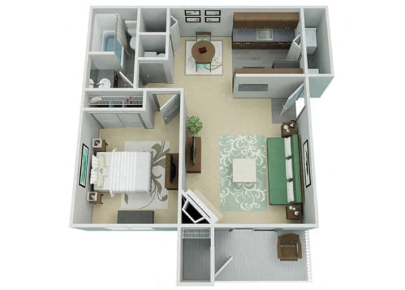 1 Bed 1 Bath Floor Plan with 670 Sq. Ft. at Verona, Littleton, 80123