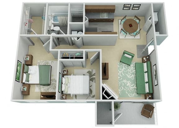 2 Bed 1 Bath Floor Plan with 850 Sq. Ft. at Verona, Littleton, Colorado