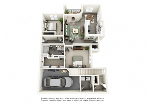2 Bed 1 Bath Floor Plan | 1,143 Sq. Ft. at Aston at Cinco Ranch, Katy