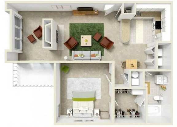 Floor Plan  1 Bedroom Floor Plan at Brighton Way, Smyrna Georgia