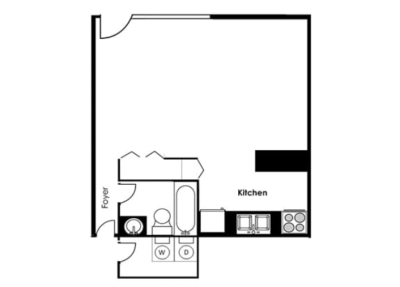 studio floor plan at Padonia Village Apartments, Timonium