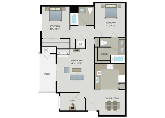 Cantata 2 Bed 2 Bath Floor Plan