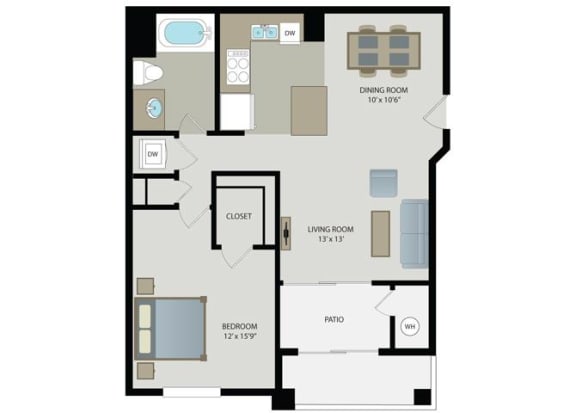 Santa Ana 1 Bed 1 Bath Floor Plan