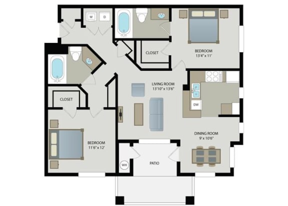 Santa Ynez 2 Bed 2 Bath Floor Plan