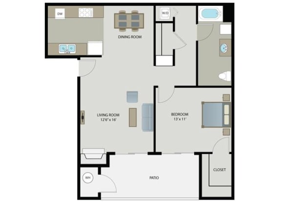 Sonora 1 Bed 1 Bath Floor Plan