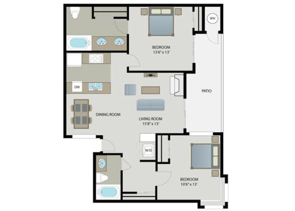 Verde 2 Bed 2 Bath Floor Plan