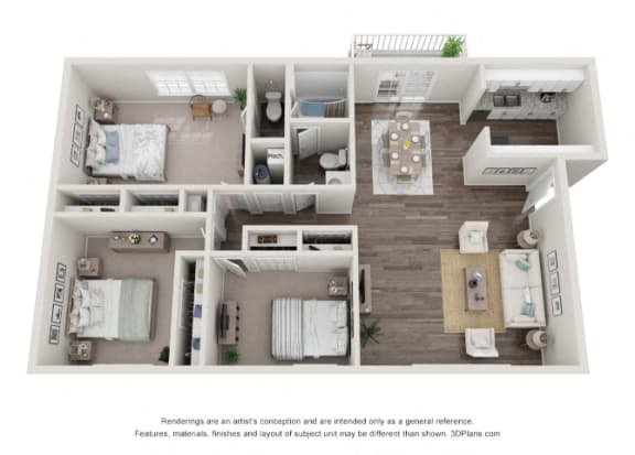 Floor plan of three bedroom apartment