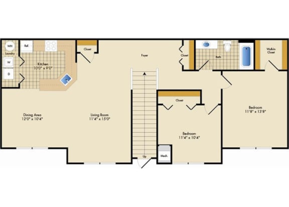 Floor Plan  2 bedroom apartment in Cedar Knolls of Hanover