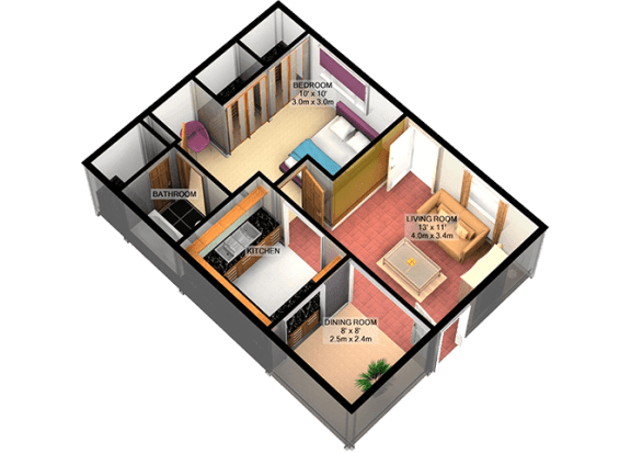 A1 One Bedroom One Bathroom FloorPlan A1 One Bedroom One Bathroom FloorPlan at Carelton Courtyard, Galveston, 77550
