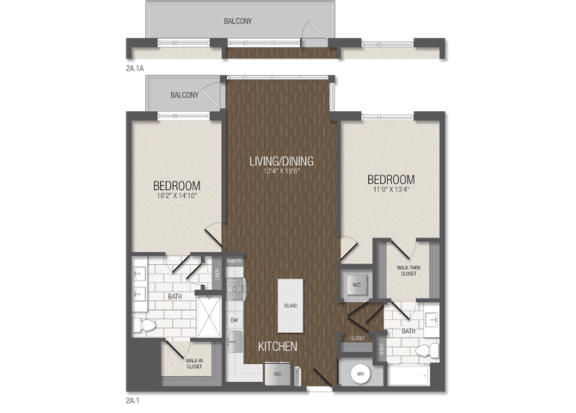 T.2A1 Floor Plan at TENmflats, Maryland