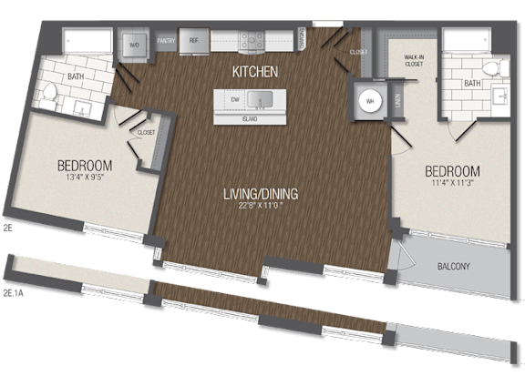 T.2E1 Floor Plan T.2E1 Floor Plan at TENmflats, Columbia
