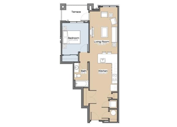 Floor Plan DA One Bedroom / One Bath. 139 Main Apartments. Rock Hill, SC.