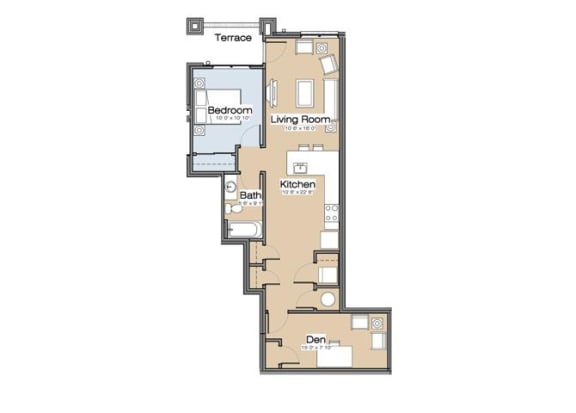 Floor Plan D1B One Bedroom / One Bath. 139 Main Apartments. Rock Hill, SC.