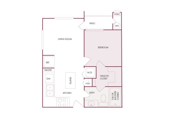 Enclave at Cherry Creek A1 1 bedroom floor plan 2D