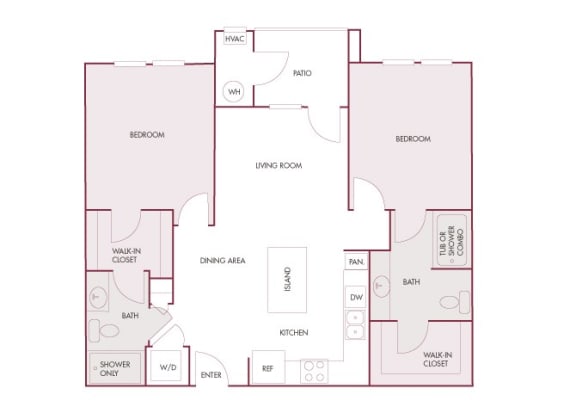 Enclave at Cherry Creek B1 2 bedroom floor plan 2D