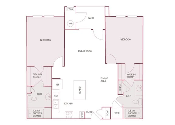 Enclave at Cherry Creek B2 2 bedroom floor plan 2D