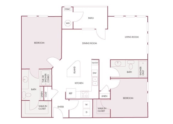 Enclave at Cherry Creek B3 2 bedroom floor plan 2D