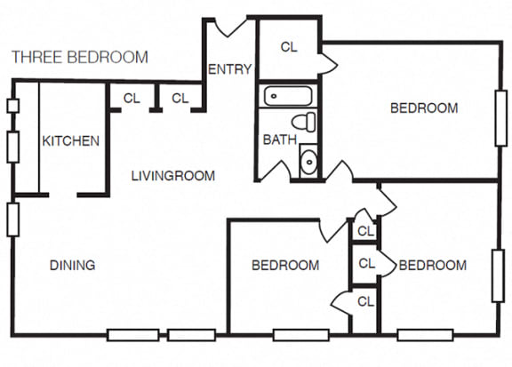 The Crestmont - C1 - 3 bedroom and 1 bath