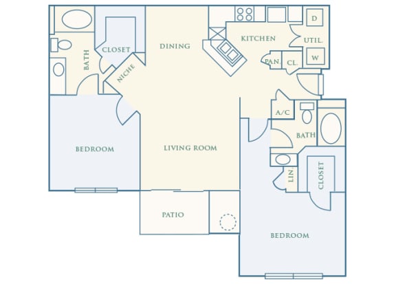 Grand Centennial Floor Plan B4 The Commanche- 2 bedrooms 2 baths - 2D