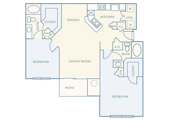 Grand Centennial Floor Plan B3 The Wakonda - 2 bedrooms 2 baths - 2D