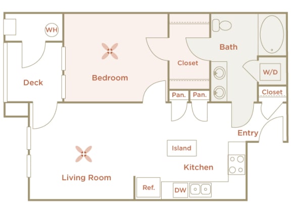 Quinn Crossing - A1 (Newell) - 1 bedroom and 1 bath - 2D floor plan