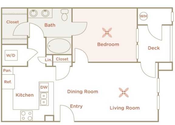 Quinn Crossing - Cataract Creek (A3) - 1 Bedroom - 1 bath - 2D floor plan