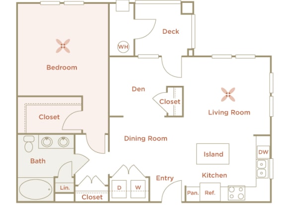 Quinn Crossing - Solano (A5) - 1 Bedroom and 1 bath - 2D Floor Plan