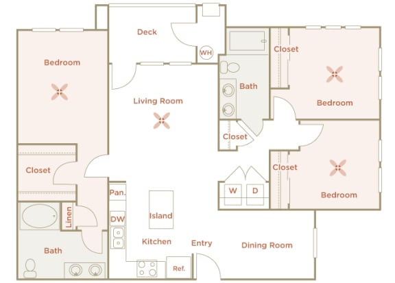 Quinn Crossing - Sulsun (C1) - 3 Bedroom and 2 bath - 2D floor plan