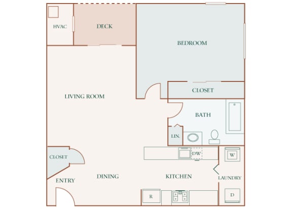 Hampshire Green Apartments - A2 (Hibernia) - 1 Bedroom - 1 bath - 2D