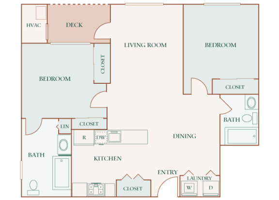 Hampshire Green Apartments - B2 (Ashbourne) - 2 bedroom - 2 bath - 2D