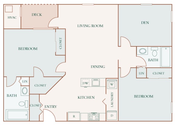 Hampshire Green Apartments - B7 (Dunmore) - 2 bedroom - 2 bath - den - 2D