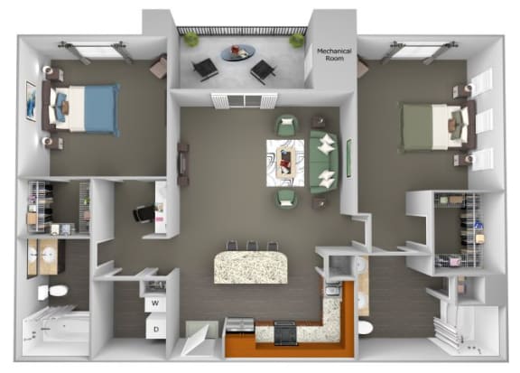 Acadia at Cornerstar - B2 (Carina) - 2 bedroom and 2 bath - 3D