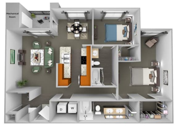 Acadia at Cornerstar - B3 (Gemini) - 2 bedroom and 2 bath - 3D