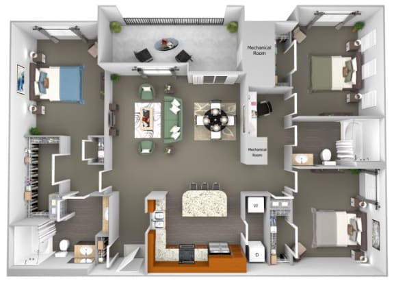 Acadia at Cornerstar - C1 (Auriga) - 3 bedroom and 2 bath - 3D