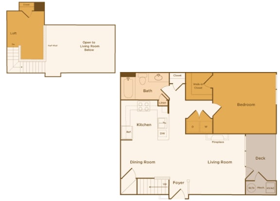 Avenel at Montgomery Square floor plans - The Wales with a loft - A4 - 1Bed 1Bath - 2D
