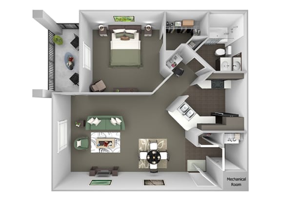 The Crossings at Alexander Place - A1 - Abby - 1 bedroom - 1 bath - 3D
