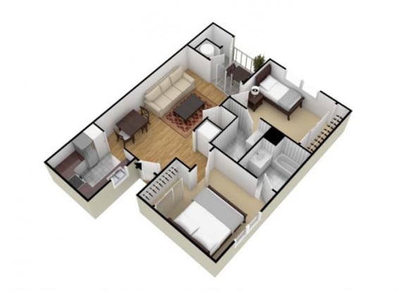 Garden Villa Floor Plan at Mirabella Apartments, 92203, CA