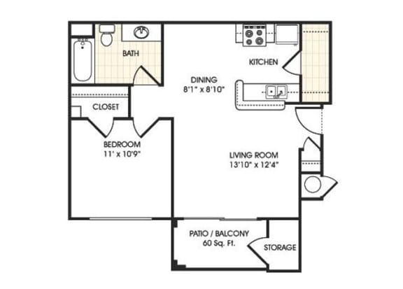 Floor Plan  Stonebridge Ranch Apartment Homes for Rent in Chandler AZ  1 bedroom apartment floor plan