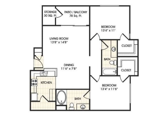 Stonebridge Ranch Apartment Homes for Rent in Chandler AZ  2 bedroom apartment floor plan