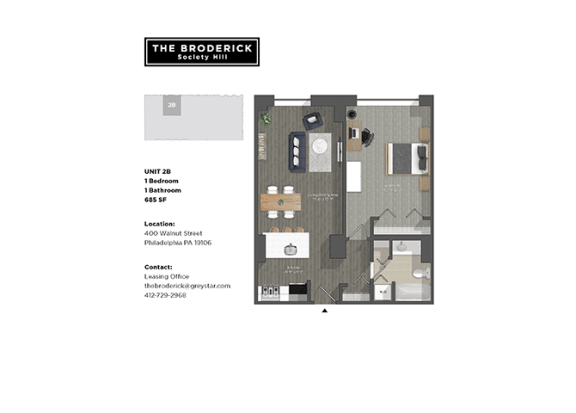 Floor Plan 1 Bed/1 Bath 07