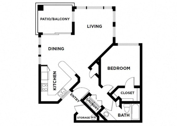Floor Plan  one bed one bath with patio and laundry