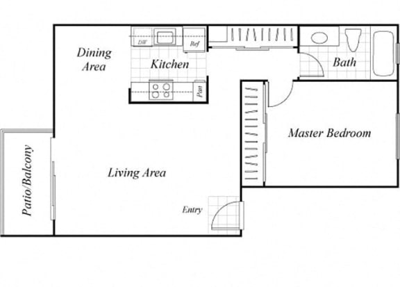 Floor Plan  A1 floor plan at Baycliff Apartments in Richmond, CA