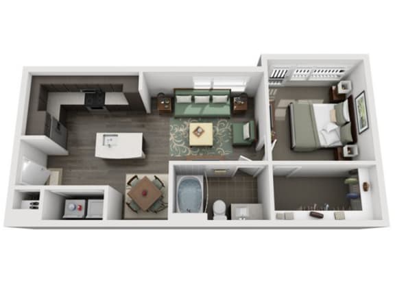 A2 Everlee 3D 1 bedroom floor plan