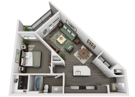 A3 Everlee 3D 1 bedroom floor plan